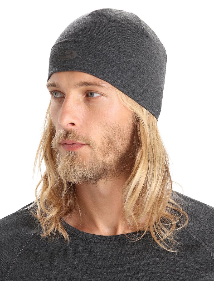 Chapeaux Icebreaker Unisex Merino Chase Beanie Homme Noir Grise | FR 1098PJJQ